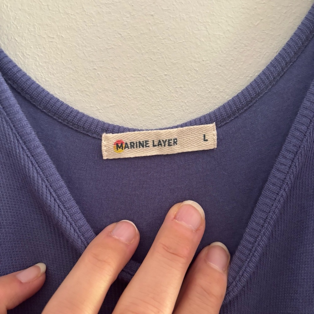 Marine Layer Lexi Rib Fit and Flare Midi Dress in Blue L Tencel Capsule Basic - Picture 4 of 12